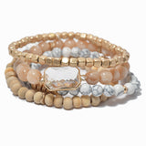 100156, MULTI LAYERED SEMI PRECIOUS STONE BEAD STRETCH BRACELET