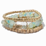 100156, MULTI LAYERED SEMI PRECIOUS STONE BEAD STRETCH BRACELET