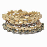 100158, MULTI LAYERED SEMI PRECIOUS STONE BEAD STRETCH BRACELET