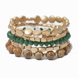 100158, MULTI LAYERED SEMI PRECIOUS STONE BEAD STRETCH BRACELET
