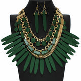 100168, GEOMETRIC WOOD MULTI LAYERED NECKLACE