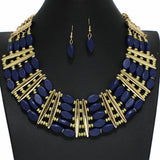 100169, OVAL WOOD BEAD ACCENT STATEMENT NECKLACE