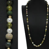 100174, ANIMAL PRINT TEXTURE LONG WOOD MIX BEADED NECKLACE