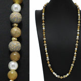 100174, ANIMAL PRINT TEXTURE LONG WOOD MIX BEADED NECKLACE