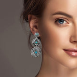 100187, WESTERN CONCHO DROP DANGLE EARRING