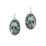 100191, DOLPHIN ABALONE OVAL DANGLE EARRING
