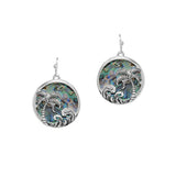 100191, PALM TREE ABALONE ROUND DANGLE EARRING