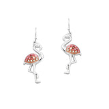 100195, FLAMINGO ENAMEL WITH CRYSTAL RHINESTONE DANGLE EARRING