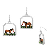 100197, HORSE ENAMEL GEOMETRIC DANGLE EARRING