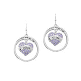 100199, "SISTER" HEART CRYSTAL RHINESTONE DANGLE EARRING