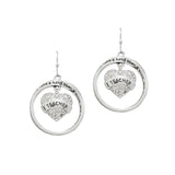 100199, "TEACHER" HEART CRYSTAL RHINESTONE DANGLE EARRING