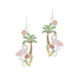 100201, TROPICAL FLAMINGO ENAMEL DANGLE EARRING
