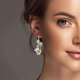 100201, TROPICAL FLAMINGO ENAMEL DANGLE EARRING