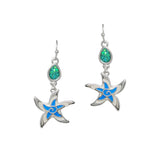 100202, STARFISH GLITTER STONE ENAMEL DANGLE EARRING