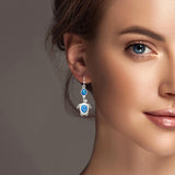 100202, SEA TURTLE GLITTER STONE ENAMEL DANGLE EARRING