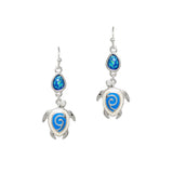 100202, SEA TURTLE GLITTER STONE ENAMEL DANGLE EARRING