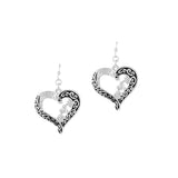 100205, "MOM" HEART FILIGREE DANGLE EARRING