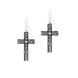 100205, "MOM" CROSS FILIGREE DANGLE EARRING