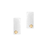 100211, RECTANGLE HAMMERED METAL STUD EARRING