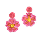 100217, FLOWER SEED BEADED DANGLE EARRING