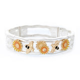 100218, BEE & FLOWER ENAMEL STRETCH BRACELET