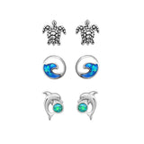 100221, DOLPHIN OCEAN THEME STUD EARRING SET