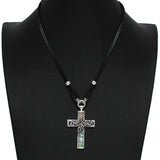 100235, CROSS ABALONE PENDANT NECKLACE