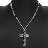 100236, "MOM" CROSS FILIGREE PENDANT NECKLACE