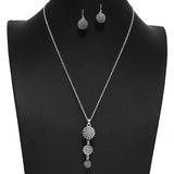 100237, TRIPLE TEXTURED BALL DROP PENDANT NECKLACE