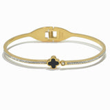 100247, DAINTY CLOVER DESIGNER INSPIRED STAINLESS STEEL BRACELET