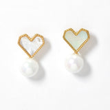 100249, DAINTY HEART PEARL DESIGNER INSPIRED STUD EARRING