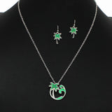 100267, PALM TREE GLITTER PENDANT NECKLACE