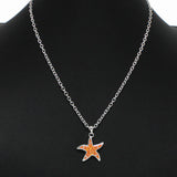 100269, STARFISH ENAMEL WITH CRYSTAL RHINESTONE PENDANT NECKLACE