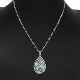 100271, SEA TURTLE ABALONE TEARDROP PENDANT NECKLACE