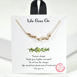 100274, GOLD DIPPED, "LIFE GOES ON" LEAVES CHARM NECKLACE
