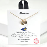 100278, GOLD DIPPED, "POLICEMAN" HAT DAINTY CHARM NECKLACE