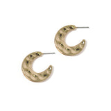 100291, 25MM HAMMERED MOON METAL EARRING