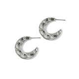 100291, 25MM HAMMERED MOON METAL EARRING
