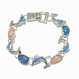 100294, DOLPHIN ENAMEL WITH GLITTER STONE MAGNETIC CLOSURE BRACELET