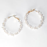 100335, PEARL & BEAD ROUND HOOP EARRING