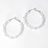 100335, PEARL & BEAD ROUND HOOP EARRING