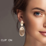 100342, GEOMETRIC SCRATCH METAL CLIP ON EARRING