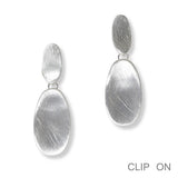 100342, GEOMETRIC SCRATCH METAL CLIP ON EARRING