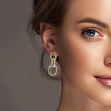 100352, OVAL LINKED METAL DROP EARRING