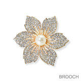100370, FLOWER CRYSTAL RHINESTONE PIN BROOCH