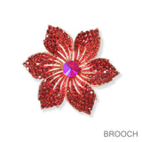 100370, FLOWER CRYSTAL RHINESTONE PIN BROOCH
