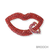 100373, LIPS HEART CRYSTAL RHINESTONE PIN BROOCH