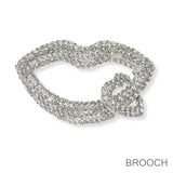 100373, LIPS HEART CRYSTAL RHINESTONE PIN BROOCH