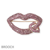 100373, LIPS HEART CRYSTAL RHINESTONE PIN BROOCH