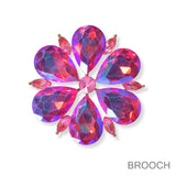 100374, FLOWER RHINESTONE PIN BROOCH